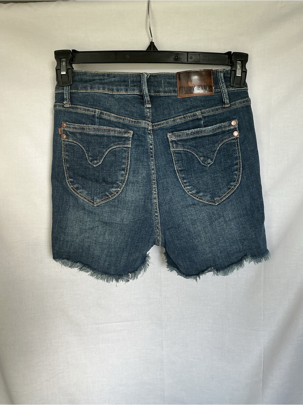 Judy Blue Dark Indigo Denim Shorts with Raw Trim - Picture 2 of 3